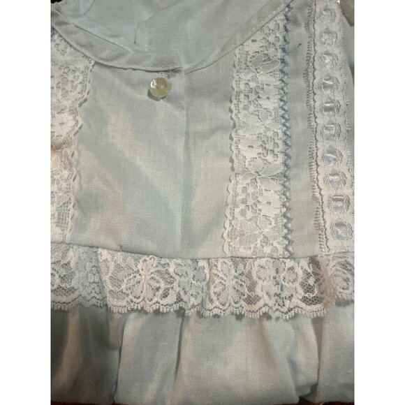 Vintage Gilead Lingerie Nightgown 1X Blue Lace Trim Sleeveless 50% Polyester 50% - Picture 2 of 9